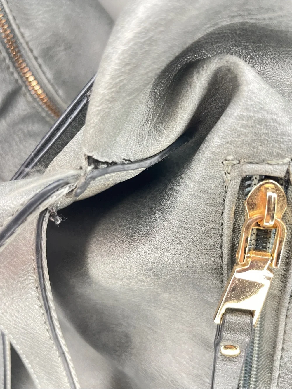 Gray Convertible Backpack Crossbody Bag Colorful Guitar Strap Gold Hardware
